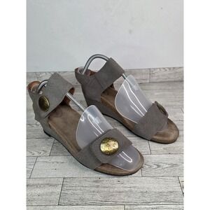 Taos Womens Carousel 2 Sandals Size 10.5-11 GrayLeather Wedge Heel Ankle Strap